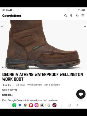 Georgia Boot Athens Waterproof Wellington Work Boot - Brown Men Boots